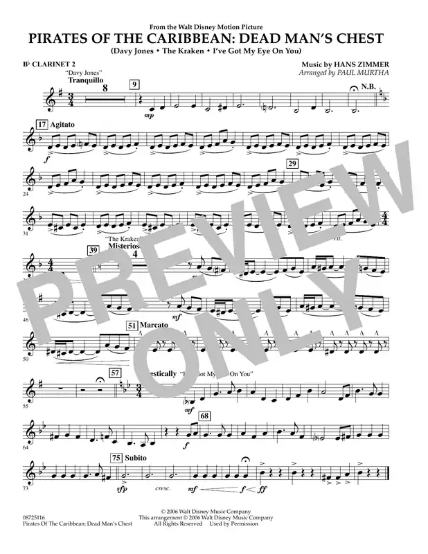 Pirates of the Caribbean Dead Man‘s Chest - Bb Clarinet 2 Poslední Šance