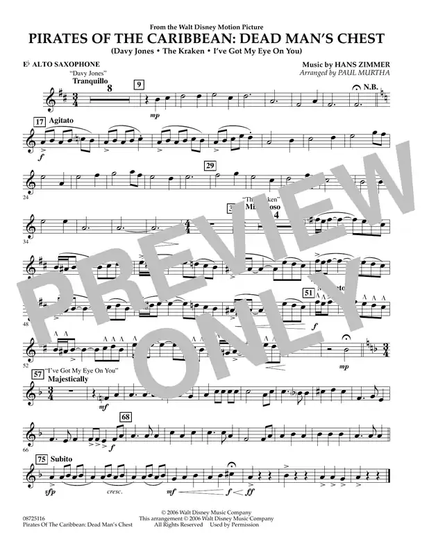 Tovární Cena Pirates of the Caribbean Dead Man‘s Chest - Eb Alto Saxophone