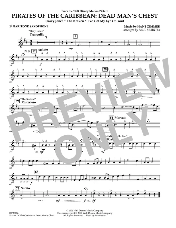 Cenově Výhodný Pirates of the Caribbean Dead Man‘s Chest - Eb Baritone Saxophone
