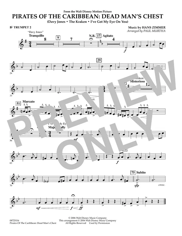 Pirates of the Caribbean Dead Man‘s Chest - Bb Trumpet 2 Kup Teď