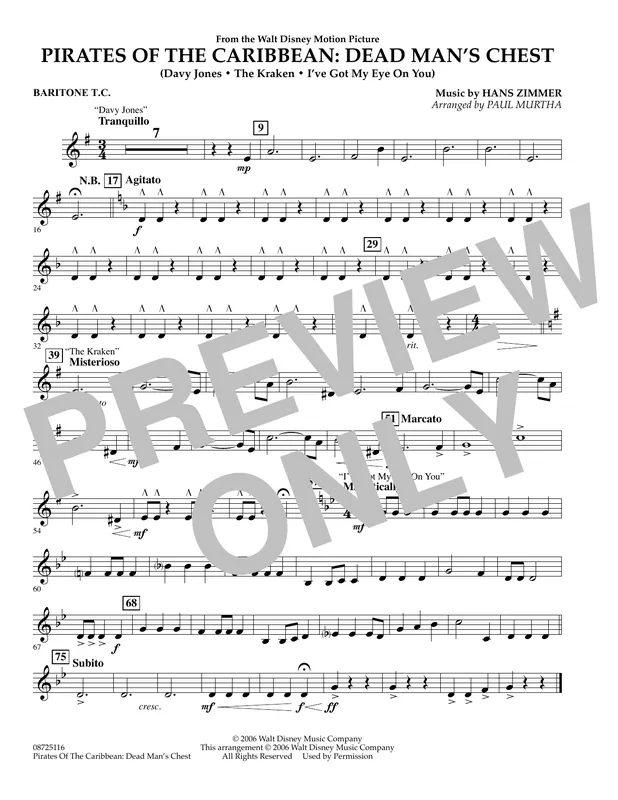 Tovární Cena Pirates of the Caribbean Dead Man‘s Chest - Baritone T.C.