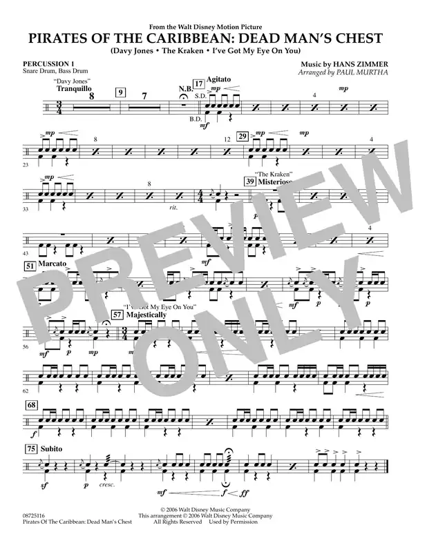 Pirates of the Caribbean Dead Man‘s Chest - Percussion 1 Výprodej