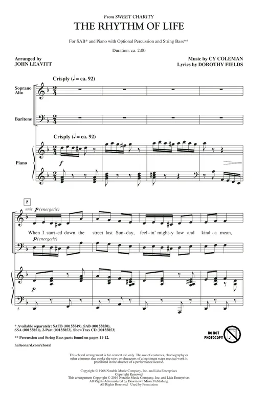 The Rhythm Of Life (from Sweet Charity) (arr. John Leavitt) Rychlé Dodání