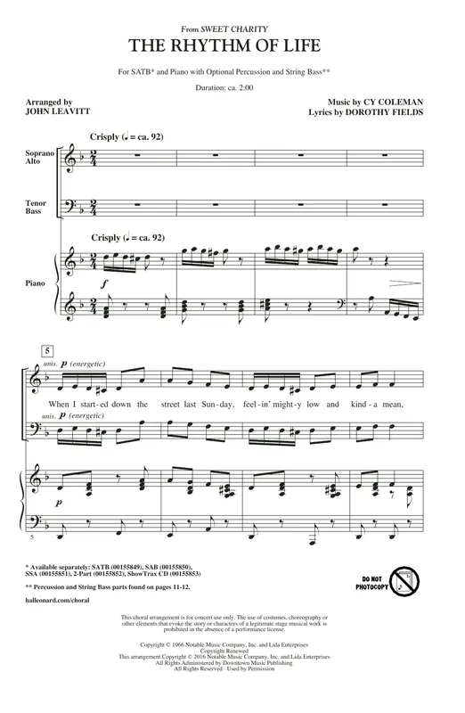 Zlevněný The Rhythm Of Life (from Sweet Charity) (arr. John Leavitt)