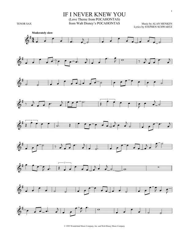 Pouze Dnes If I Never Knew You (Love Theme from POCAHONTAS)