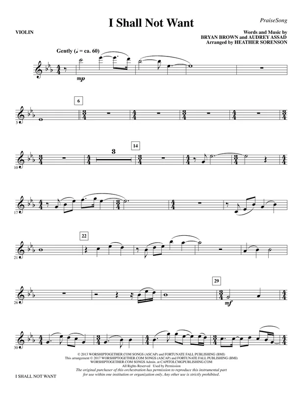 I Shall Not Want - Violin Ihned K Objednání