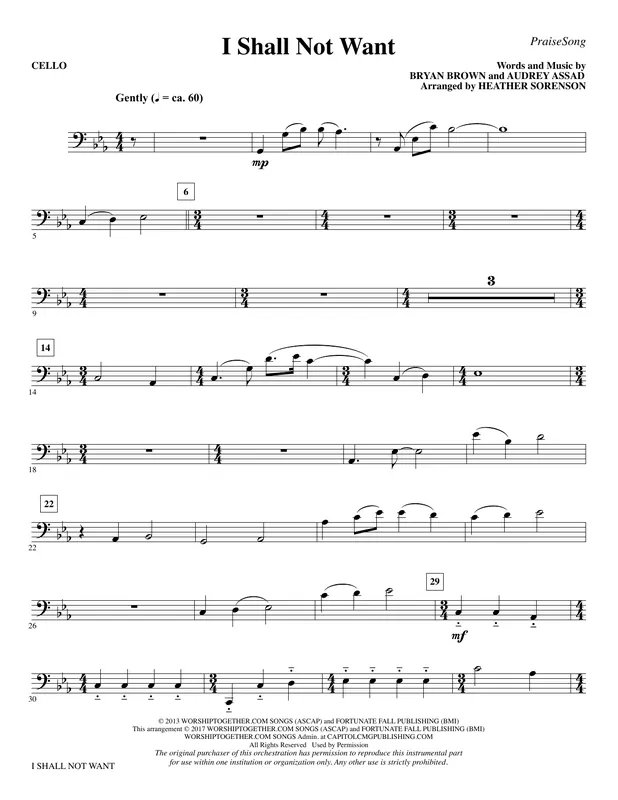 I Shall Not Want - Cello Super Cena