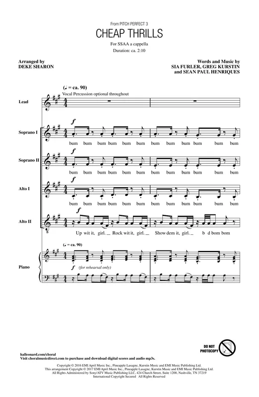 Cheap Thrills (from Pitch Perfect 3) (arr. Deke Sharon) Nová Kolekce