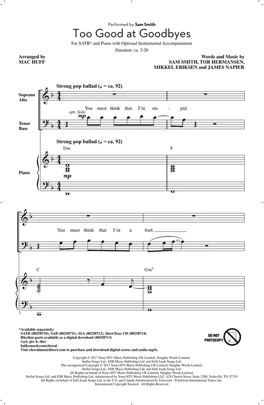 Too Good At Goodbyes Top Prodej