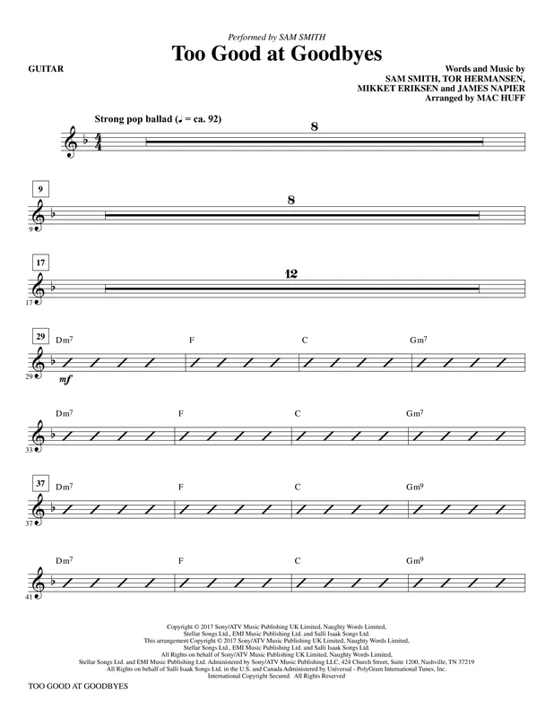 Vrácení Zdarma Too Good at Goodbyes - Guitar
