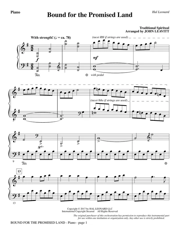 Bound for the Promised Land - Piano Oblíbený
