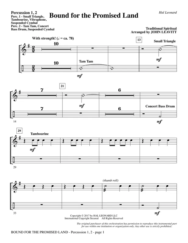 Bound for the Promised Land - Percussion 1 & 2 Top Prodej