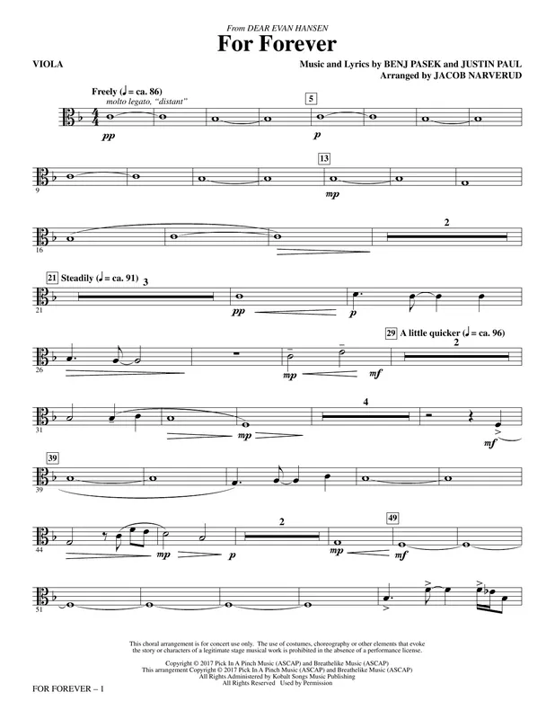 For Forever (from Dear Evan Hansen) (arr. Jacob Narverud) - Viola Přímo Od Výrobce