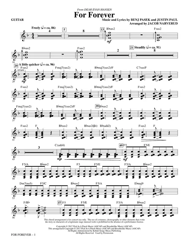 For Forever (from Dear Evan Hansen) (arr. Jacob Narverud) - Guitar Finální Výprodej