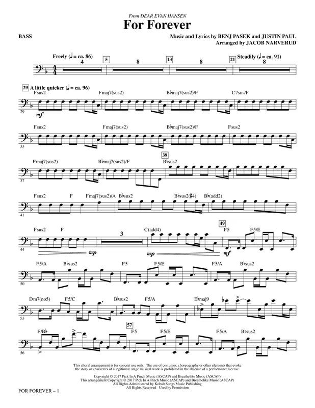 For Forever (from Dear Evan Hansen) (arr. Jacob Narverud) - Bass Přímo Od Výrobce