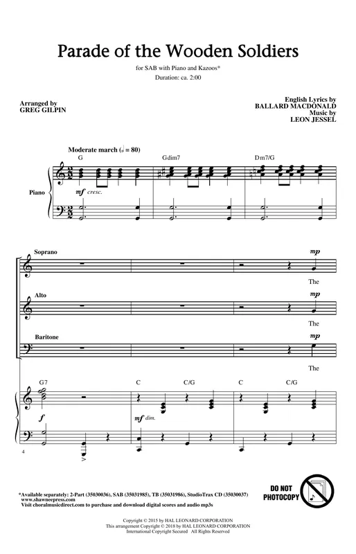 Hit Sezóny Parade Of The Wooden Soldiers (arr. Greg Gilpin)