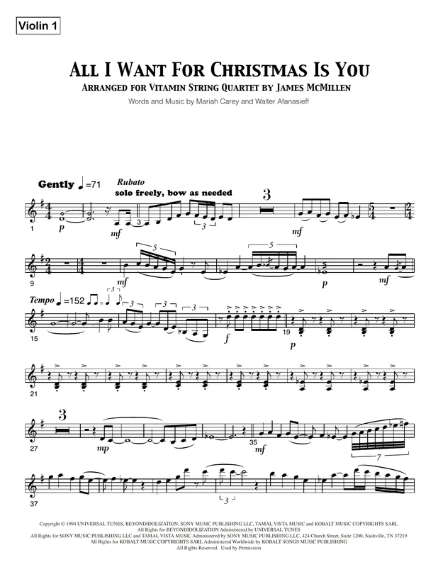 All I Want For Christmas Is You - Violin 1 Aktuální