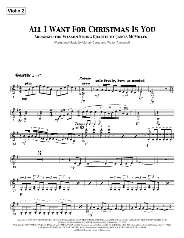 All I Want For Christmas Is You - Violin 2 Horká Nabídka