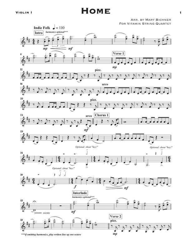Home (arr. Mary Bichner) - Violin 1 Poslední Šance