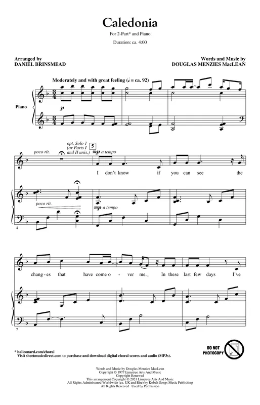 Zlevněný Caledonia (arr. Daniel Brinsmead)