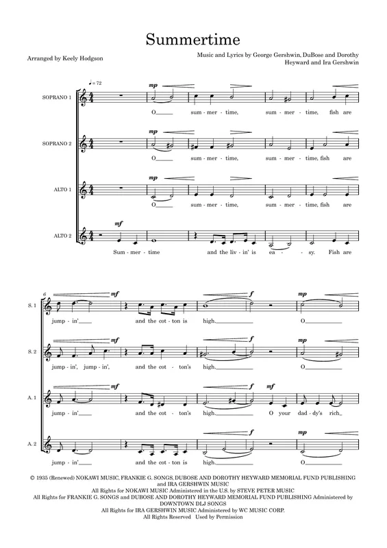 Summertime (arr. Keely Hodgson) Značkový