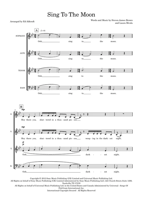 Víkendová Akce Sing To The Moon (arr. Ed Aldcroft)