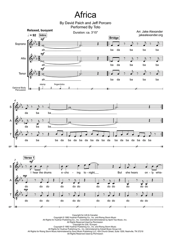 Africa (arr. Jake Alexander) Bezpečná Platba