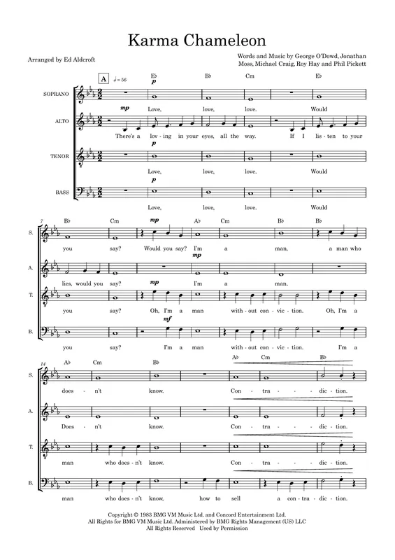Karma Chameleon (arr. Ed Aldcroft) Novinka