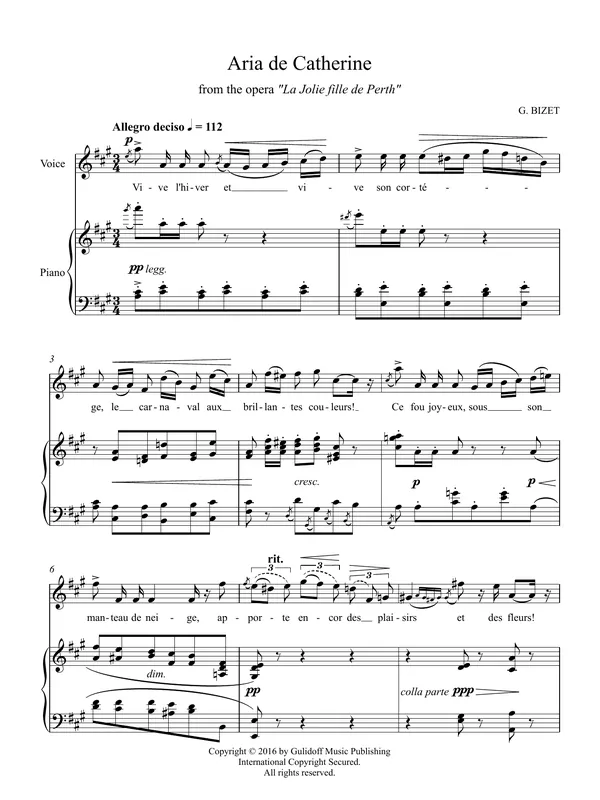 Akční Nabídka 7 Songs Aria de Catherine from the opera La Jolie fille de Perth