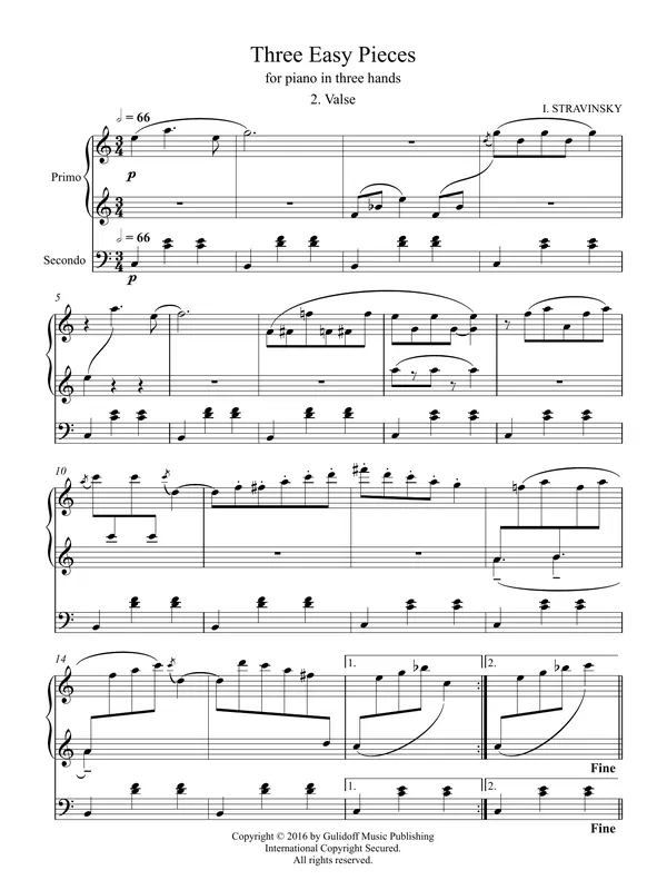 Three Easy Pieces for piano in three hands 2. Valse Ověřený