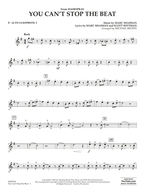 You Can‘t Stop the Beat (from Hairspray) (arr. Michael Brown) - Eb Alto Saxophone 2 Nová Kolekce