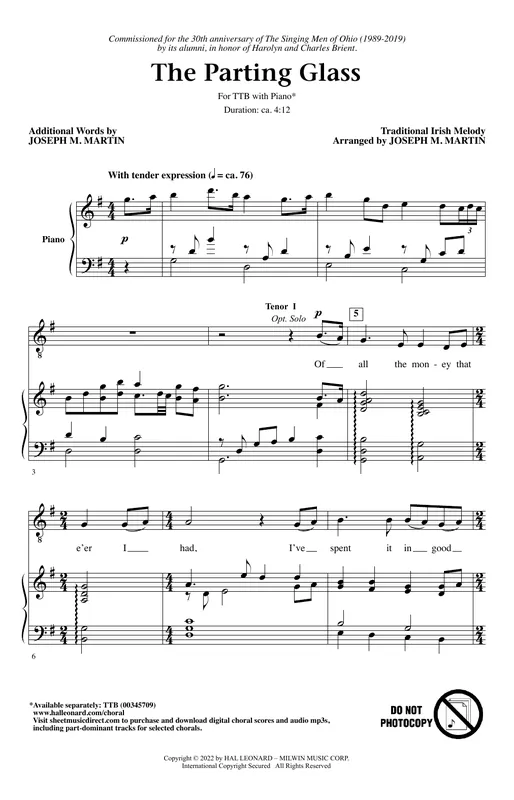 Cenová Bomba The Parting Glass (arr. Joseph M. Martin)