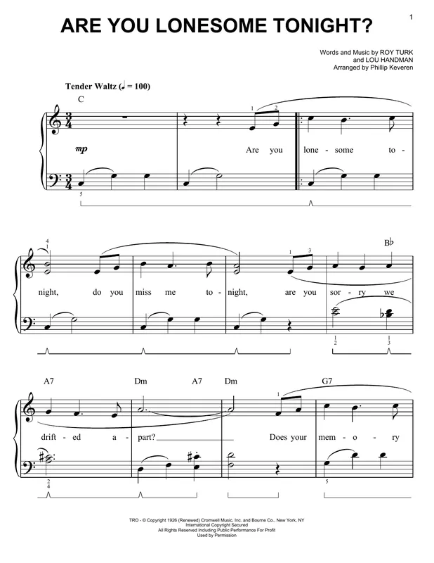 Are You Lonesome Tonight? (arr. Phillip Keveren) Jen Po Omezenou Doba