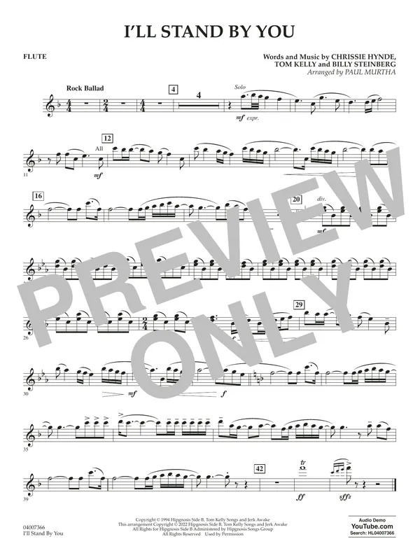 Kup Teď I‘ll Stand By You (arr. Paul Murtha) - Flute